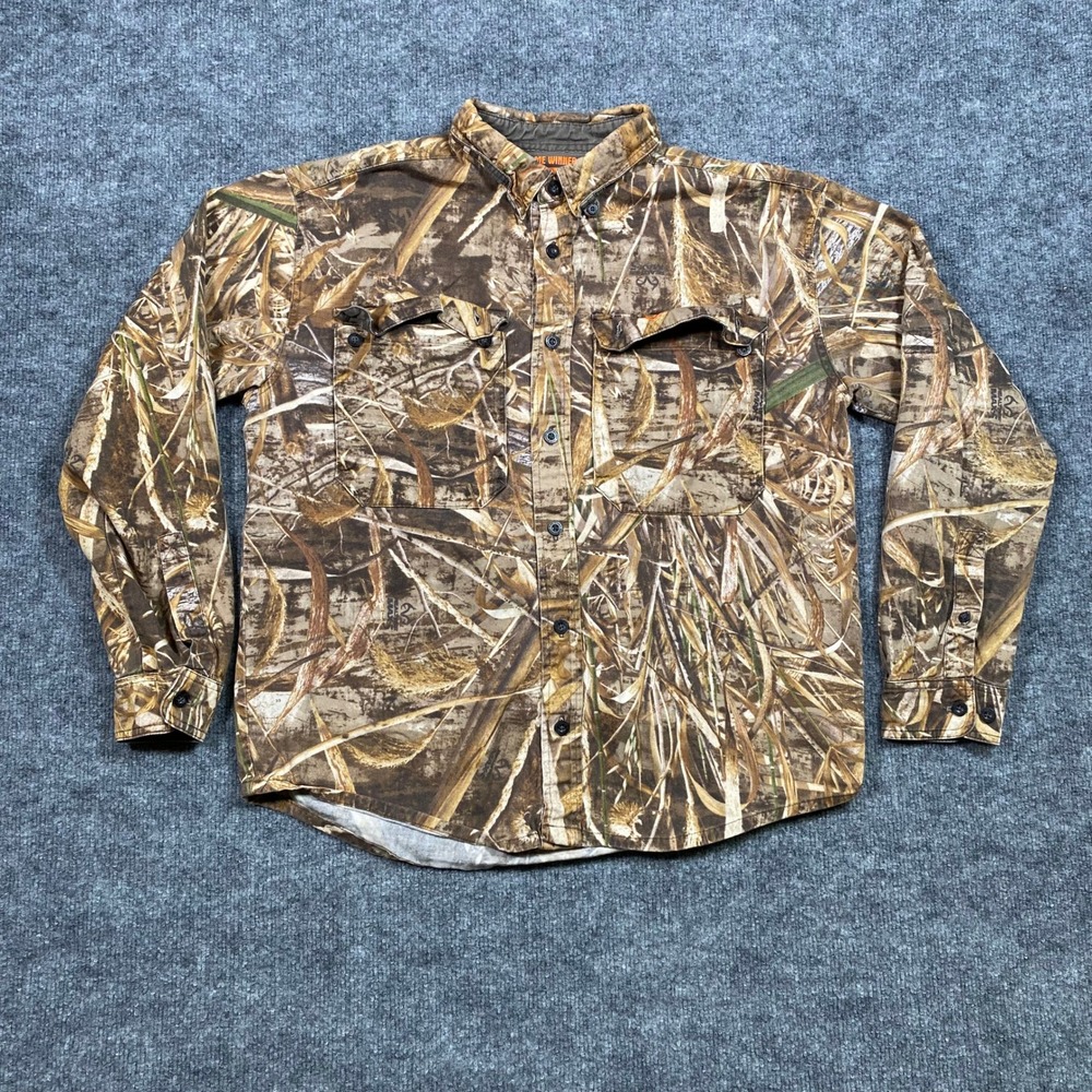 Game Winner Camouflage Long Sleeve Button Up Shirt Men's‎ M